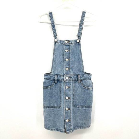 Pacsun 100% Cotton Button Front Denim Skirt Overall Dress Women's XS - Picture 1 of 4